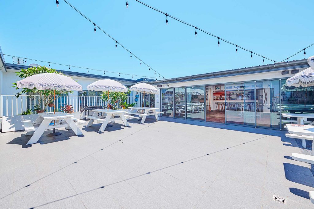 The Rooftop Bar at The Surf House, is great for happy hour and pre-dinner drinks at golden hour.